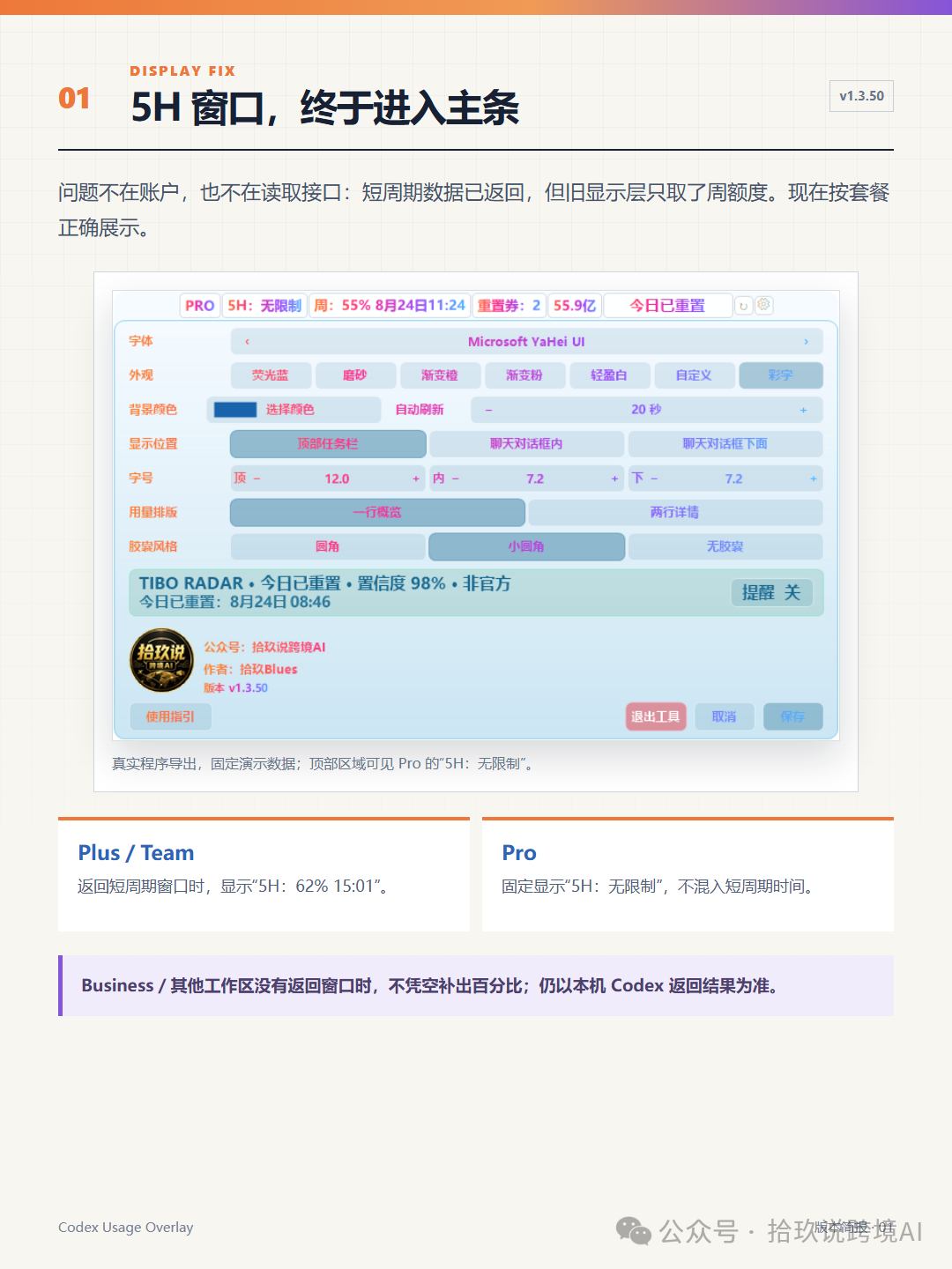 Codex 悬浮条文章中的 5 小时额度示意图